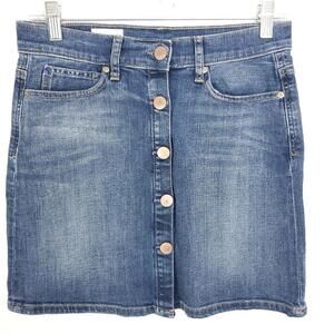 Gap Skirt Womens 0 Mini Button Front Denim Jean Y2K Light Academia Summer